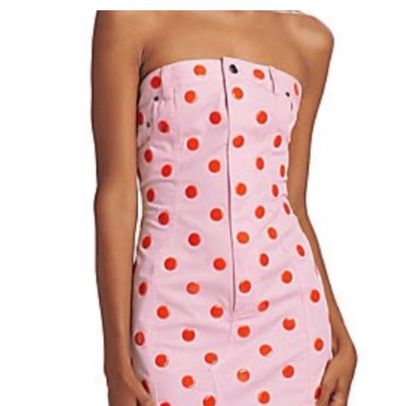 Area Dresses & Skirts - Area Star Pink Polka Dot Denim Dress